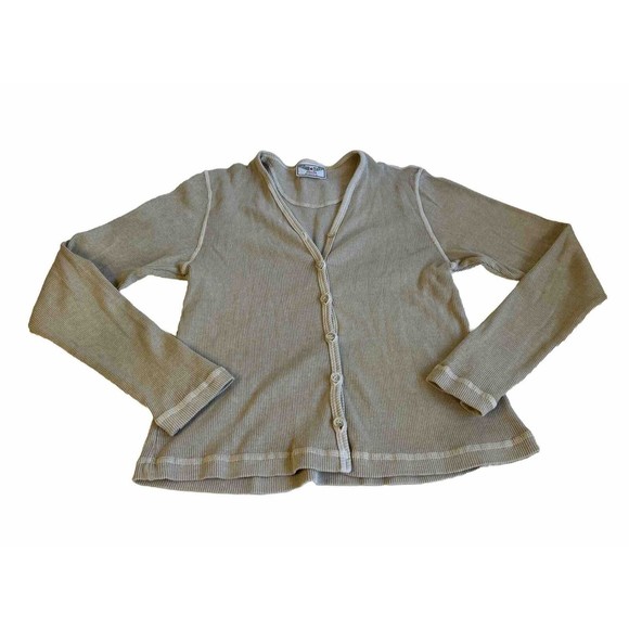 Hard Tail Womens Ribbed Cardigan Sweater Set Khaki Beige V Neck Sz Small READ - Picture 11 of 16